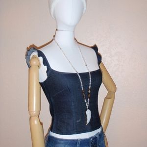 Moschino Summer Denim Top w/Ruffle Straps I 42